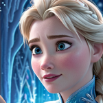 Elsa from 'Frozen' using magic, coded in a visually appealing style.