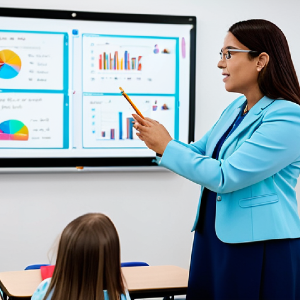 코딩교육지도사 업무 사례 공유 - **Subject:** A professional female coding instructor, fully clothed in modest business attire, teach...