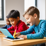 코딩교육지도사로서 자격증의 미래 전망 - The Magic of Coding for Kids**
A cheerful and diverse group of elementary school children, aged 6-10...