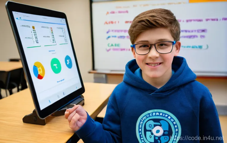 코딩교육지도사로서 학생 평가 사례 연구 - A diverse group of elementary school-aged children, dressed in casual, bright clothing, are actively...