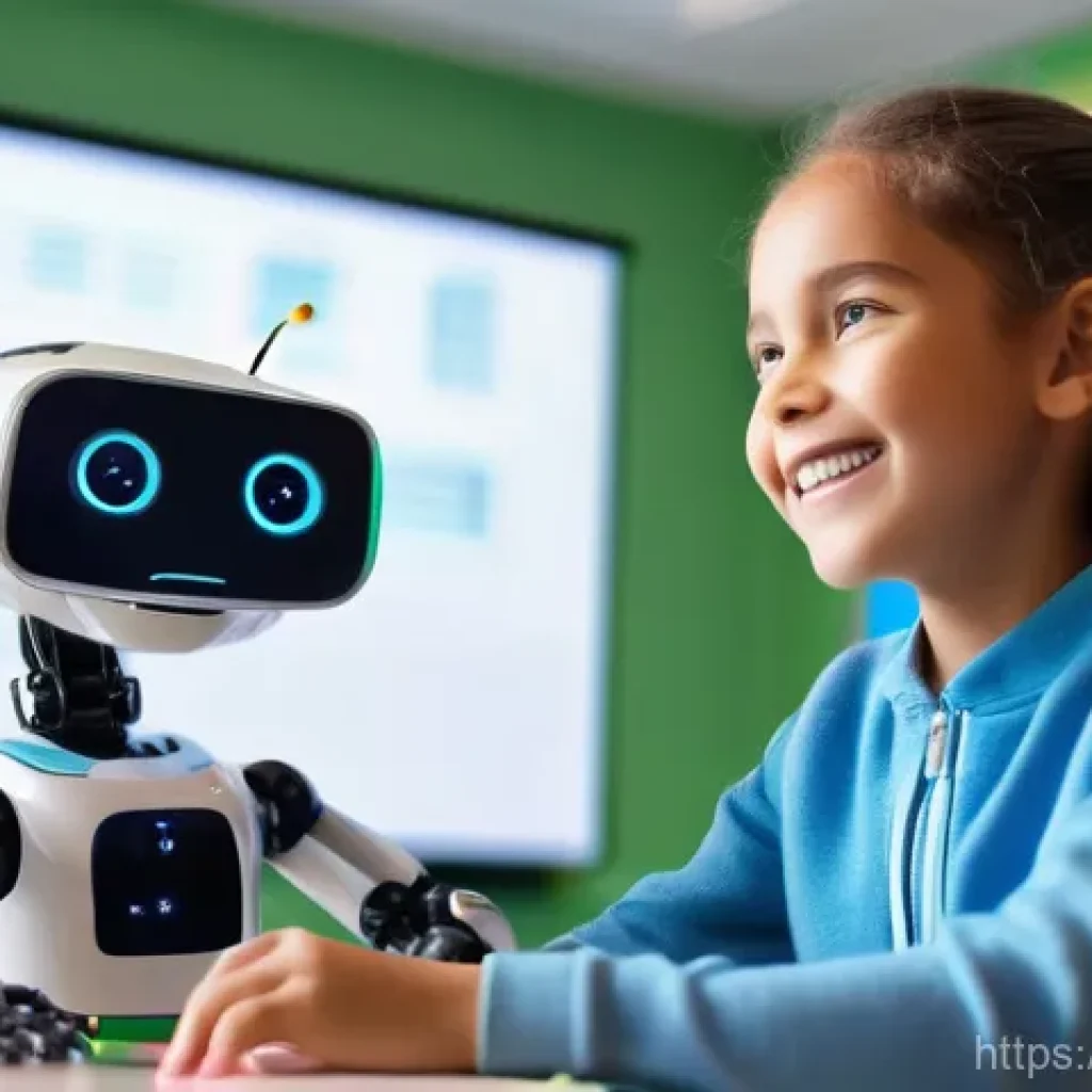 코딩교육지도사와 에듀테크 산업 연계 - A vibrant, modern classroom scene filled with natural light, where a diverse group of elementary sch...