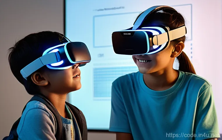 코딩교육지도사와 에듀테크 산업 연계 - A vibrant, modern classroom scene filled with natural light, where a diverse group of elementary sch...